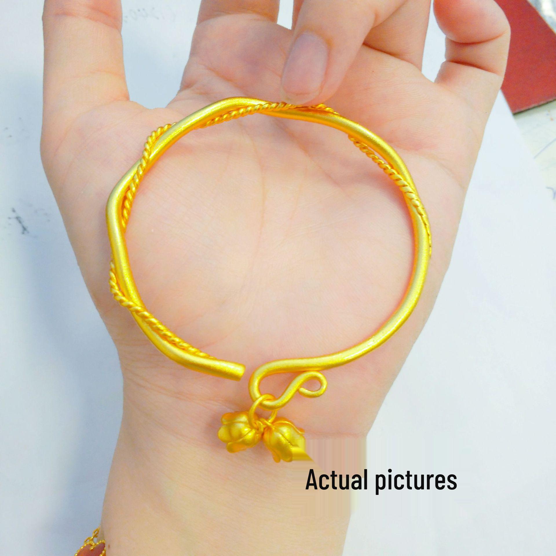 Вьетнамский Ландыш Золотой Браслет Мебиуса - Женский Открытый Браслет в Античном Стиле