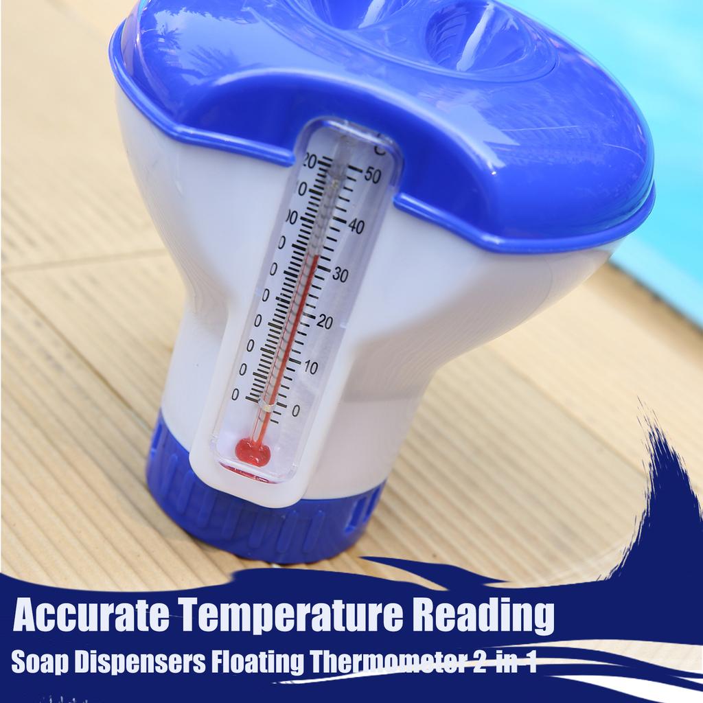 Soap Dispensers Floating Swimming Pool Chemical Chlorine Dispenser with Thermometer Tablet Soap Dispenser Pump Shower