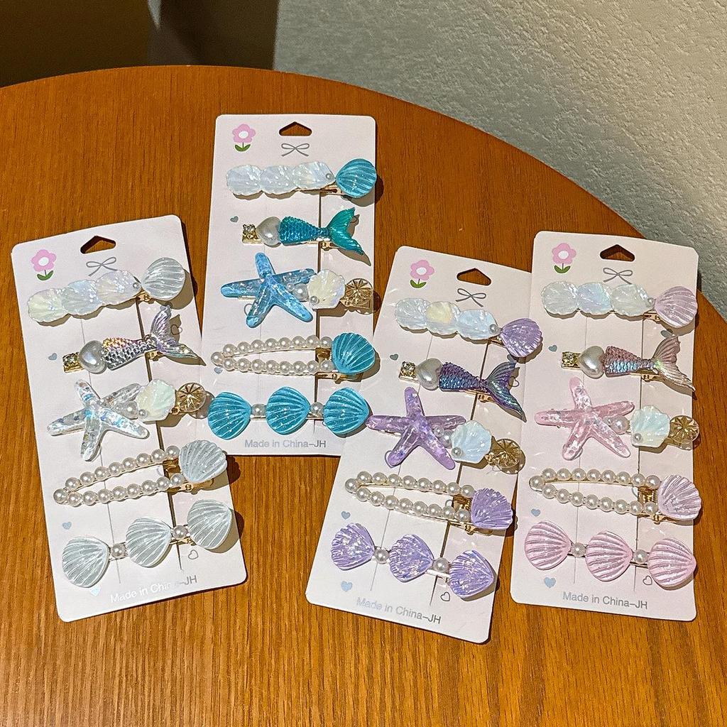 5 Pcs/Set Mermaid Starfish Shell Hairpins Girls Cute Hair Clips Hairgrips for Women Barrettes Hair Styling Tool Hair Accessories