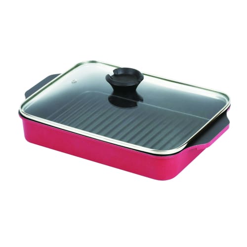 Pearl Metal Grill Pan, 27 x 21 cm, Square, with Glass Lid, Non-stick Coating, Induction and Oven Safe, Easy to Clean, Stay Dream, HB-5991