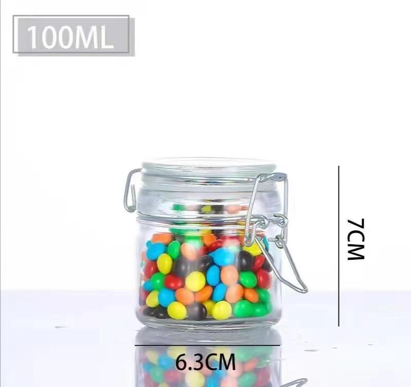 In Stock Transparent Graduated Glass Storage Jar with Sealed Buckle for Moistureproof Tea or Mason Jar Storage
