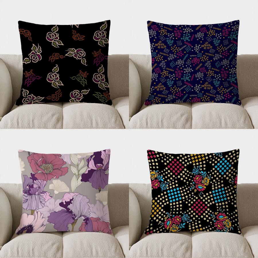 Colorful Floral Pattern Doublesided Printed pillow cover Short plush Suitable living rooms bedrooms sofas throw cushion cover
