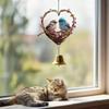 2D flat heart-shaped bird wind chimes with bells, bird heart wind chimes, flat pendants, Valentine's Day gifts