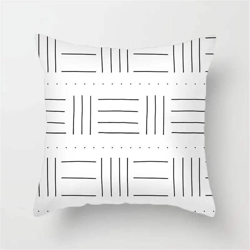 Office Sofa Car Cushion Cover Cartoon Black and White Simple Line Printing Luxury Home Decoration Pillow Cover