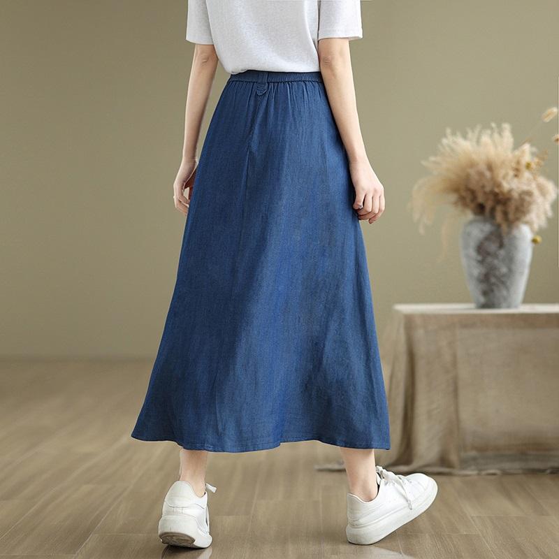 Plus Size High Waist Vintage Summer Casual Loose Long for Woman Denim Skirts Womens Skirt
