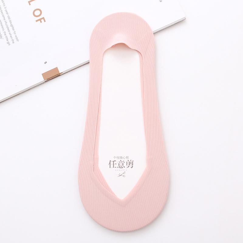 Women's Ice Silk Boat Socks, Cotton Sole, Low Top, Shallow Top, Invisible Socks, Sweat-absorbing, Anti-slip, Non-dropping Heel Short Socks