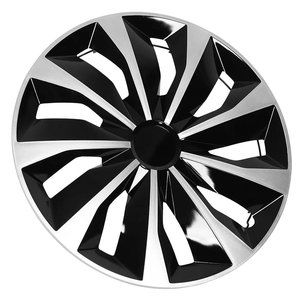 Universelle Radkappen Passend 4 Stück 14 Zoll Radkappen Radabdeckungen Satz für Ford Fiesta/Peugeot 205/Clio/Seat Ibiza/Felicia Schwarz und Silber