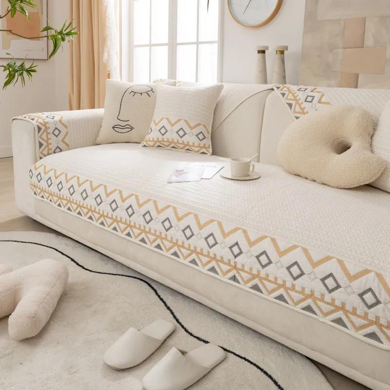 

Чехол для дивана в скандинавском стиле, современный нескользящий чехол для дивана, наволочка из чистого хлопка, коврик для дивана в гостиную, универсальный на все сезоны 70x70