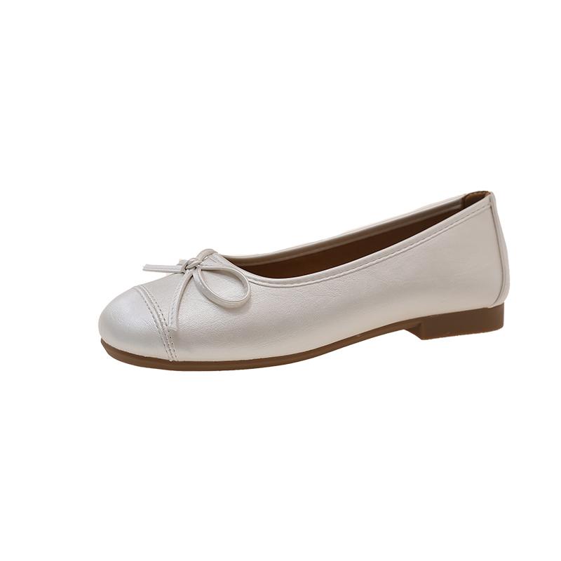 Mote Gull Sølv Mote Flats Luksus Dame Ballerinaer Rund Tå Sløyfe Slip on Komfort Loafers Damer Fritid Mules Sko