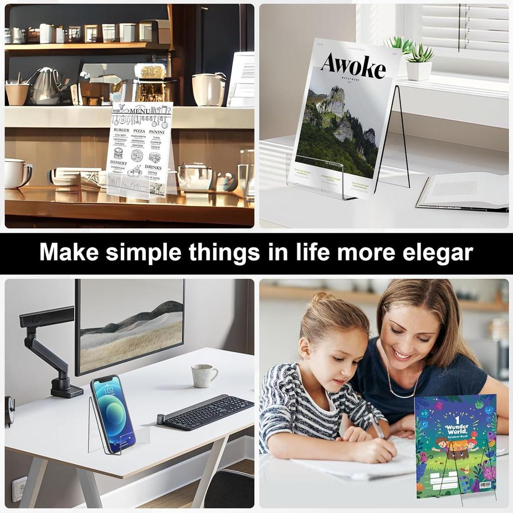 20 Pcs Acrylic Book Display Stand 4''×3'' Clear Acrylic Easel for Display Stand for Displaying Pictures, Books, CDs, Artworks