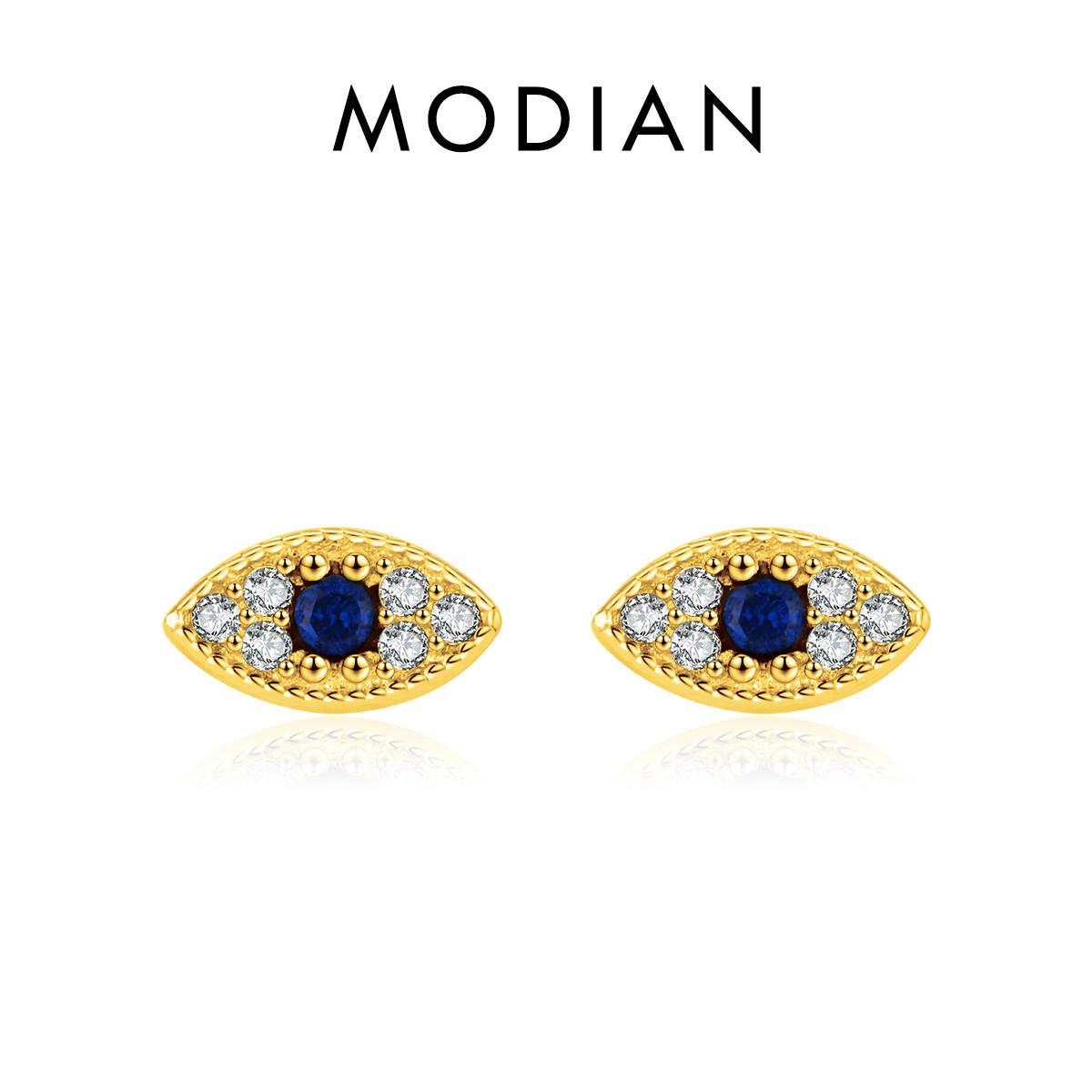 

Модиан, стерлингового серебра 925 пробы, маленькие крошечные милые серьги-гвоздики с глазами, модные изящные серьги золотого цвета для женщин и девочек, изящные ювелирные изделия золотой