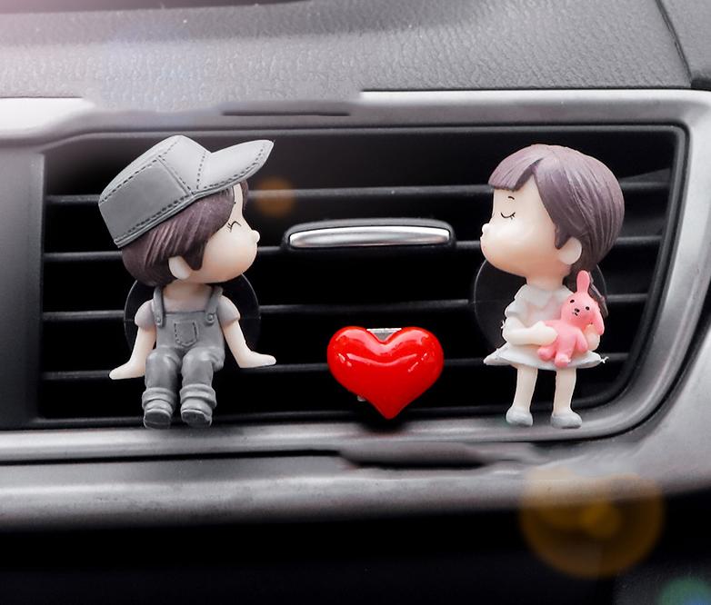 Car Air Outlet Clip Decoration Air Freshener Cute Cartoon Couples Action Figure Balloon Ornament Gift Auto Interior Accessories