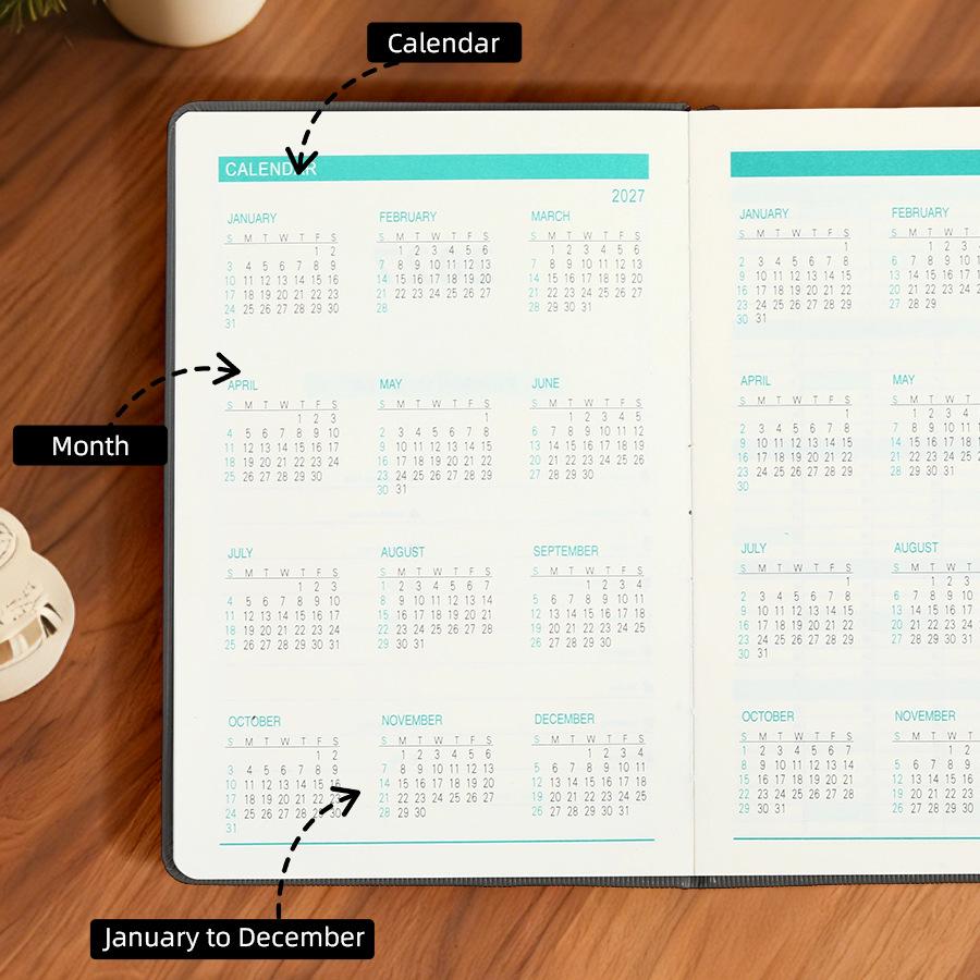 A5 2027 English Schedule Book: Elegant Daily Planner & Self-Discipline Notebook