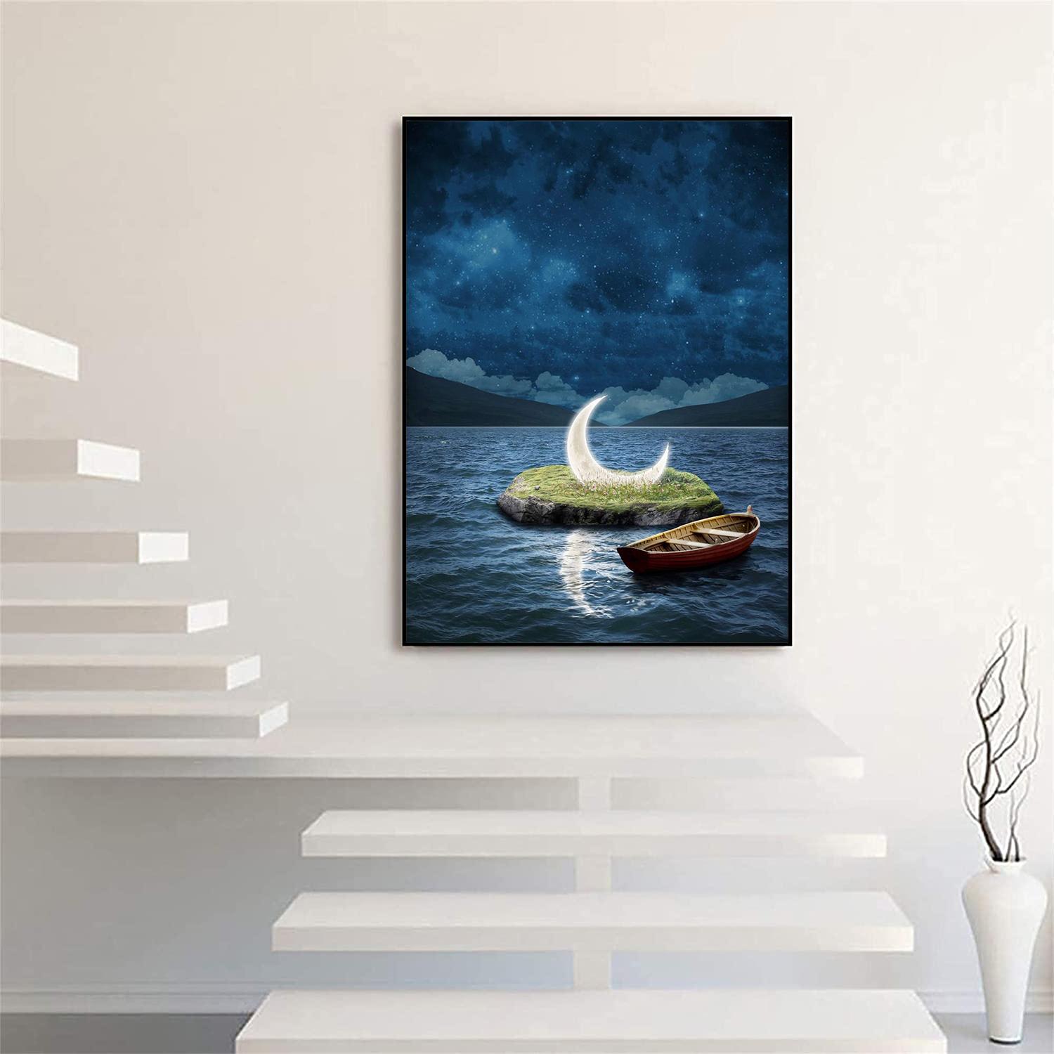 

5D Diy Алмазная картина «Потерянная луна» Набор для вышивки крестом Полная алмазная вышивка Мозаика Искусство Картина из стразов Декор Подарок Full Round 20x30cm