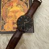 Used Watch Leather Black Brown Daniel Wellington Black Dial