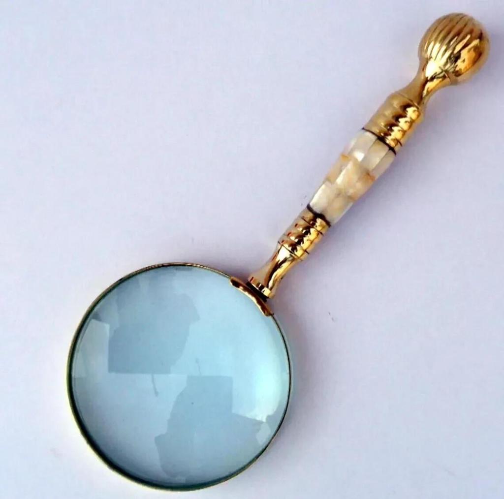 Antique Desk Magnifying Glass Vintage Map Reader Lens Brass Folding