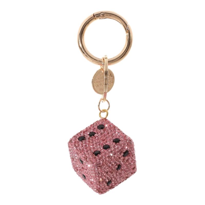 Snygg Modern LegeringsTärningar Nyckelring Hänge Med Glittrande Strass Accent Passar För Dem Som Uppskattar Unik Stil