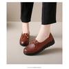 Women's Leather Slip-On Loafers Comfortable Thick Sole Casual Shoes with Bow Detail