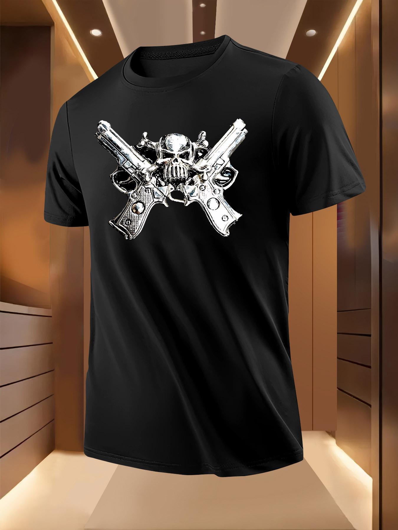 Lightweight Graphic Tshirt - Edgy Gothic Revolver Design XXXL