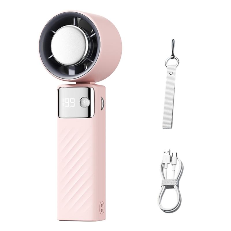 

Handheld Pocket Fan USB Rechargeable LED Digtal Display Fan with Strong Airflows Cooling Device for Hot Weather