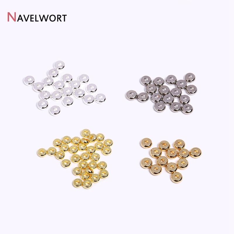 3/4/5/6/8/10mm Metal Flat Beads 14K/18K Gold Plated Spacer Beads For DIY Bracelet Necklace Making Accessories,Jewelry Materials