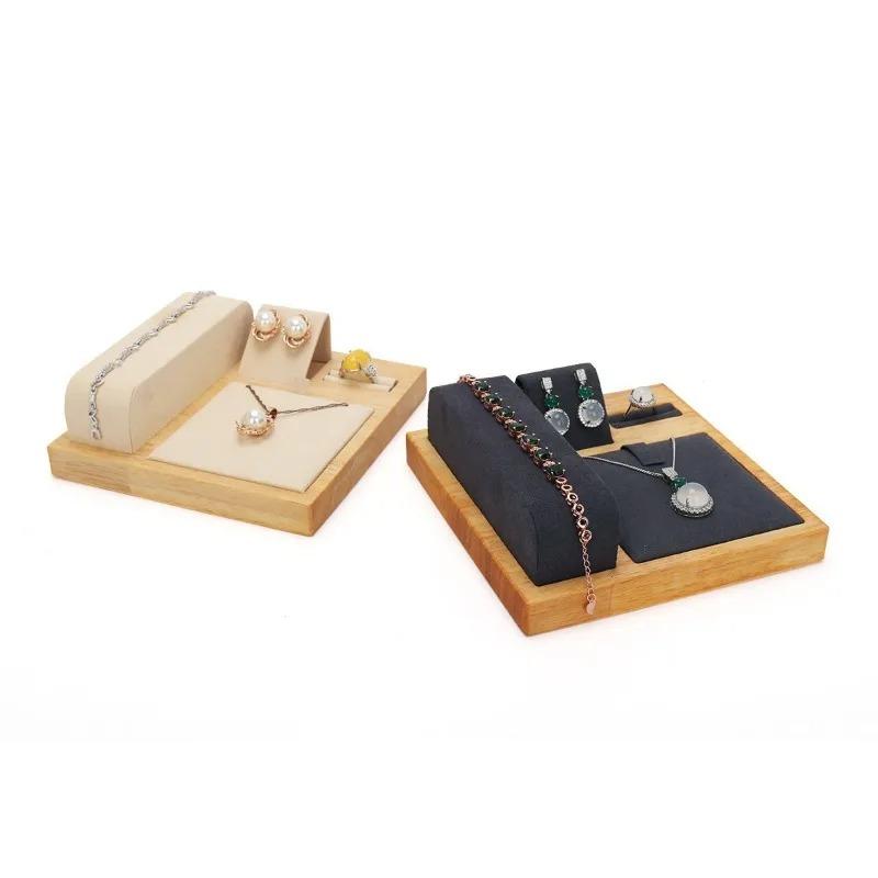 Wooden Jewelry Art Box Organizer Velvet Display Exquisite Luxury Jewelry Storage Box Aesthetic Necklace Earring Ring Ornaments Display Showcases Tray