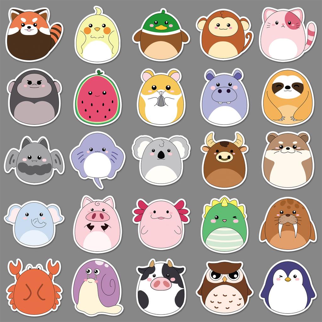 50 Cartoon Dolls Graffiti Decals Cute Hand-Painted Animal Decorative Water Cup Toy Creative Decals Water-Repellent