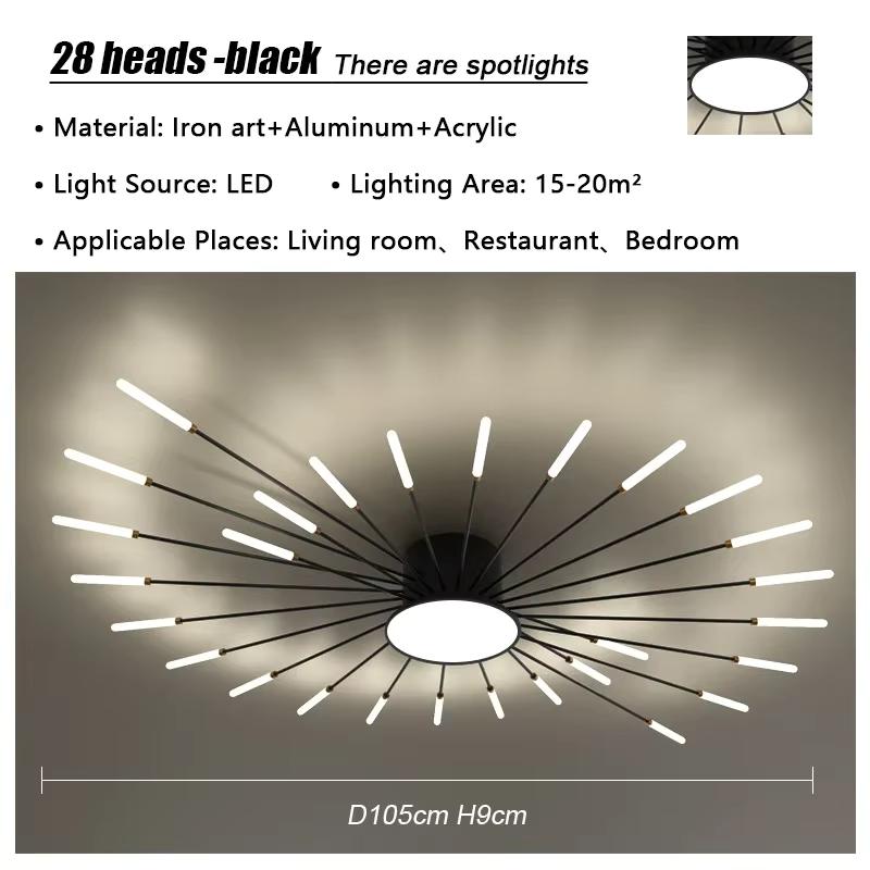 Modern Firework Led Ceiling Lights Home Decor Living Room Bedroom Ceiling Lamps Lustre Lighting Black Gold Mounted Lamp Fixtures