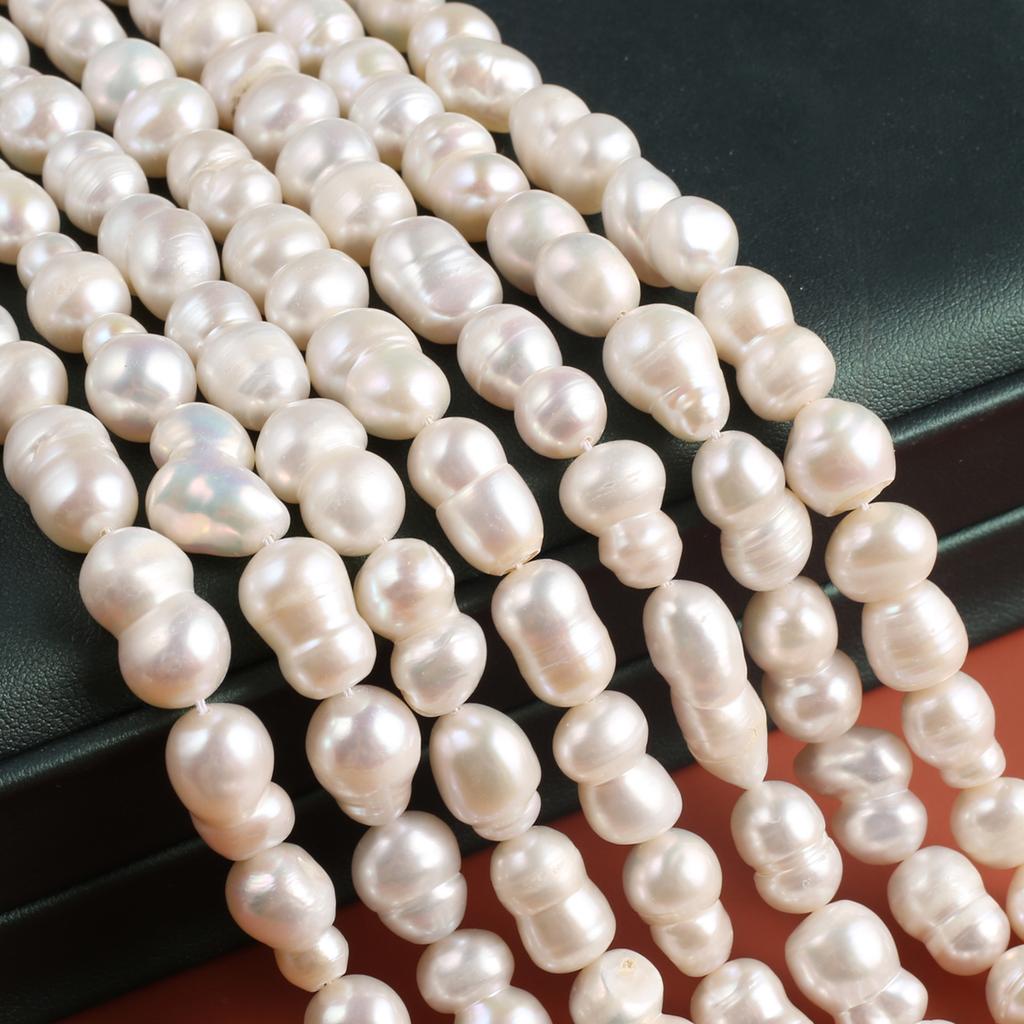1String, Handmade Peanut-shaped Pearl 8×14-9×15mm, Natural Freshwater Pearl Beads for Jewelry Making DIY Necklace Bracelet Crafts, Women Gift 36cm