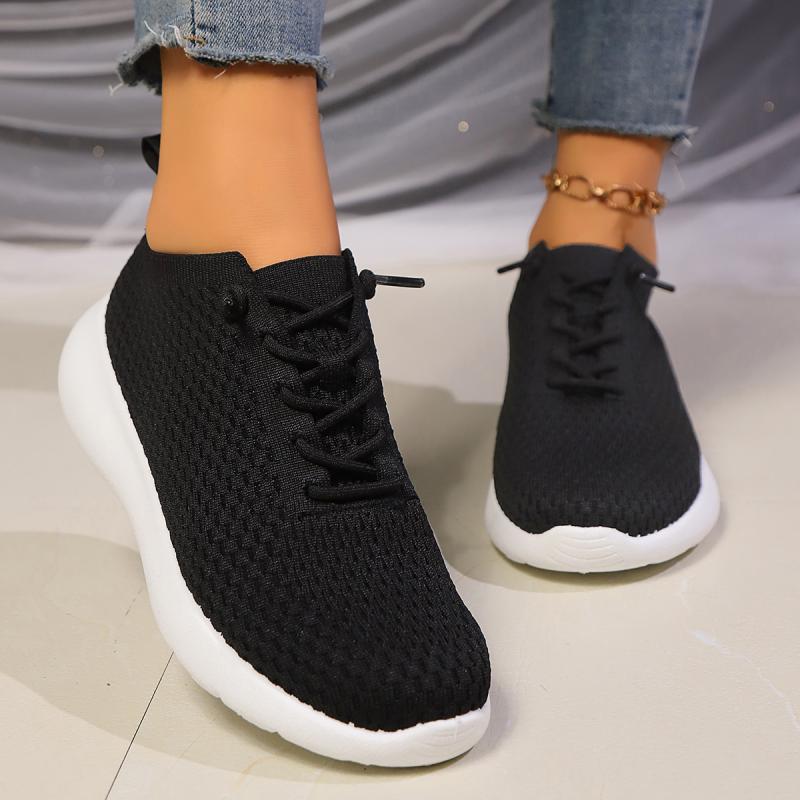 Fashion Casual Breathable Mesh Lace Up Sports Sneakers Women 2025 Autumn Comfort Soft Sole Running Shoes Non Slip Low Heel Sneakers