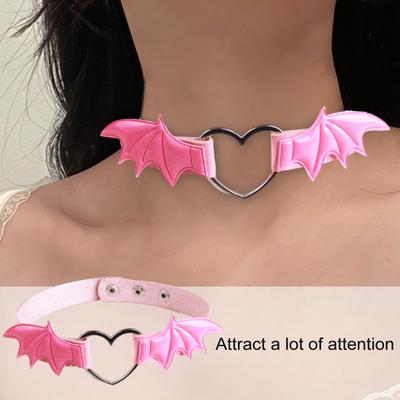 Discoteca Cosplay Cuore Collare Ala di Pipistrello Punk Rock Gotico Sexy Faux