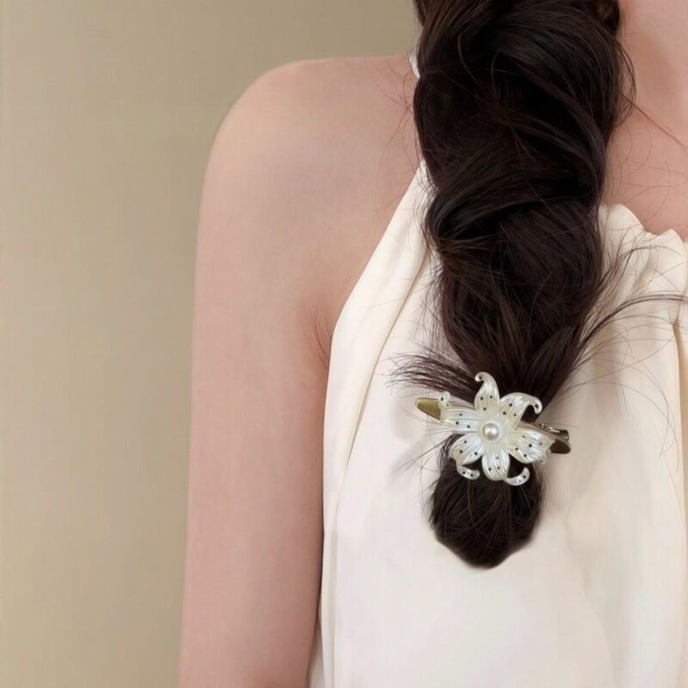 Star Print Flower Hair Clips Pearl Vintage Side Clip Cute Flower Hairpins Hair Accessories