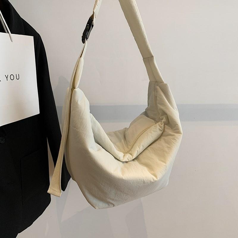 Winter Padded Messenger Bag Women'S Light Solid Color Messenger Bag Casual Down Cotton Bag Tide