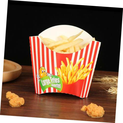 Mipcase 200-Piece Box French Fry Boxes, Snack French Fry Boats, Food Trays, Disposable French Fry Cases, Chip Packaging Boxes, Cartons, Highlight Red