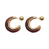 New Design Irregular Metal Pearl Earrings for Women Personalized CC Shape Hoop Earring Korean Fashion Jewelry