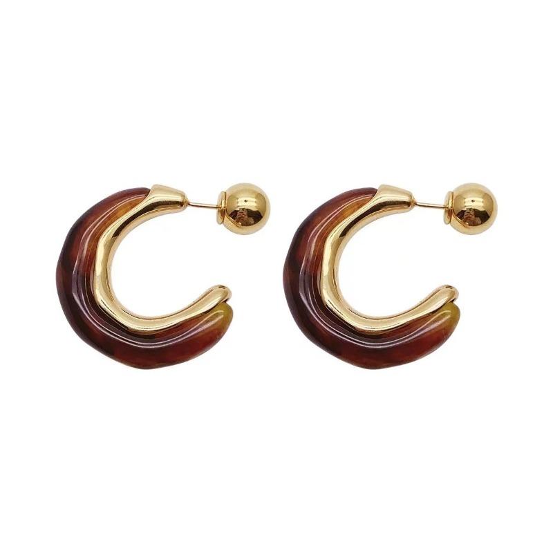 New Design Irregular Metal Pearl Earrings for Women Personalized CC Shape Hoop Earring Korean Fashion Jewelry