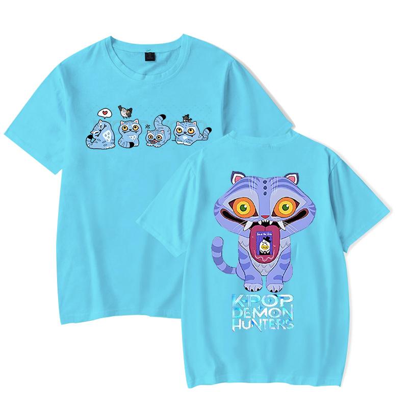 Derpy Tiger Kpop Demon Hunters Shirt for Women Summer Tops Anime K-Pop Demon Hunters T-shirt Harajuku O-neck Casual Shirt Gift