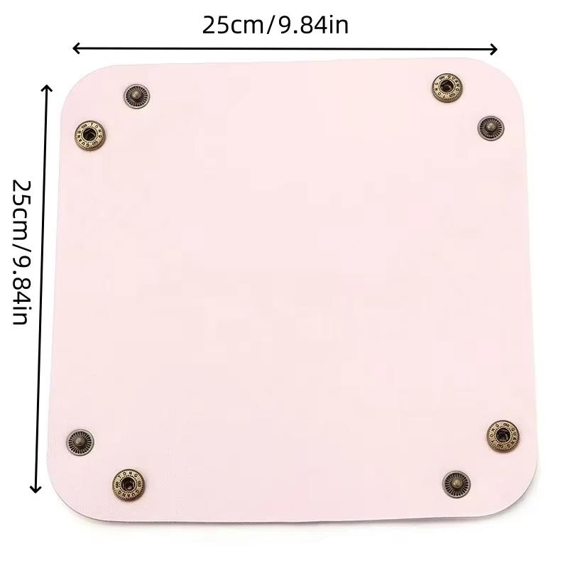 1PC 25X25cm Nordic PU Leather Storage Box - Foldable Desktop Tray for Jewelry, Cosmetics & Keys