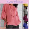Cotton Linen Blouse For Women With Round Neck And Seven Quarter Sleeves For Autumn Casual Wear