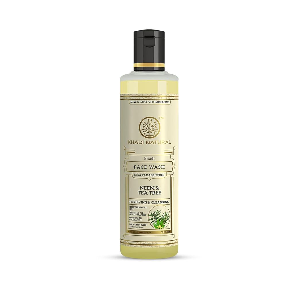 Khadi Natural Neem & Tea Tree Herbal Face Wash 210ml Pack For Glowing Skin And Acne Control