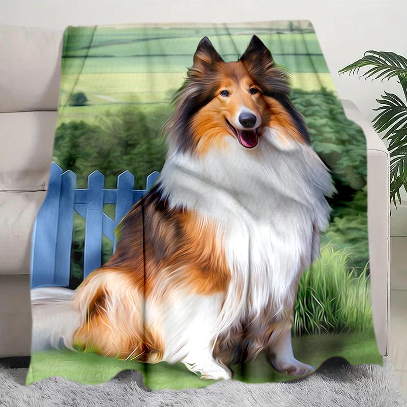 1PC Dog cute printed blanket, all season lightweight home office outdoor nap multifunctional blanket A8