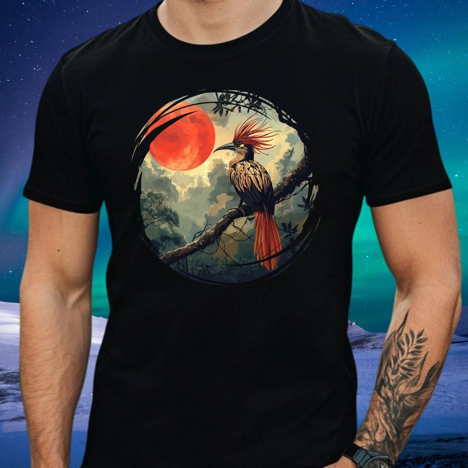 T-Shirt Herren Hoatzin Vogel Roter Mond Motiv Baumwolle Größe XS bis 5XL XS