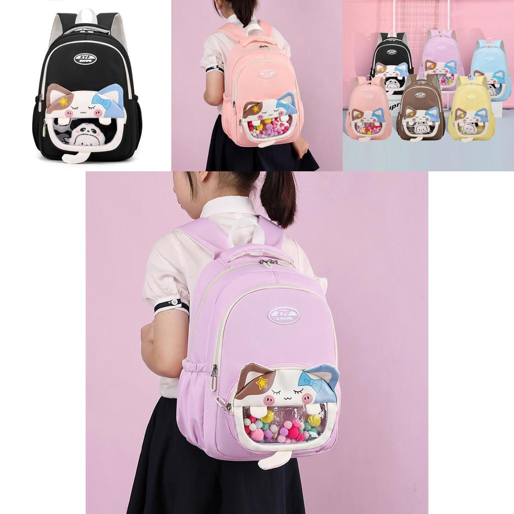 Large Capacity Cartoon Backpack With Transparent Window Perfect For Kids School Use