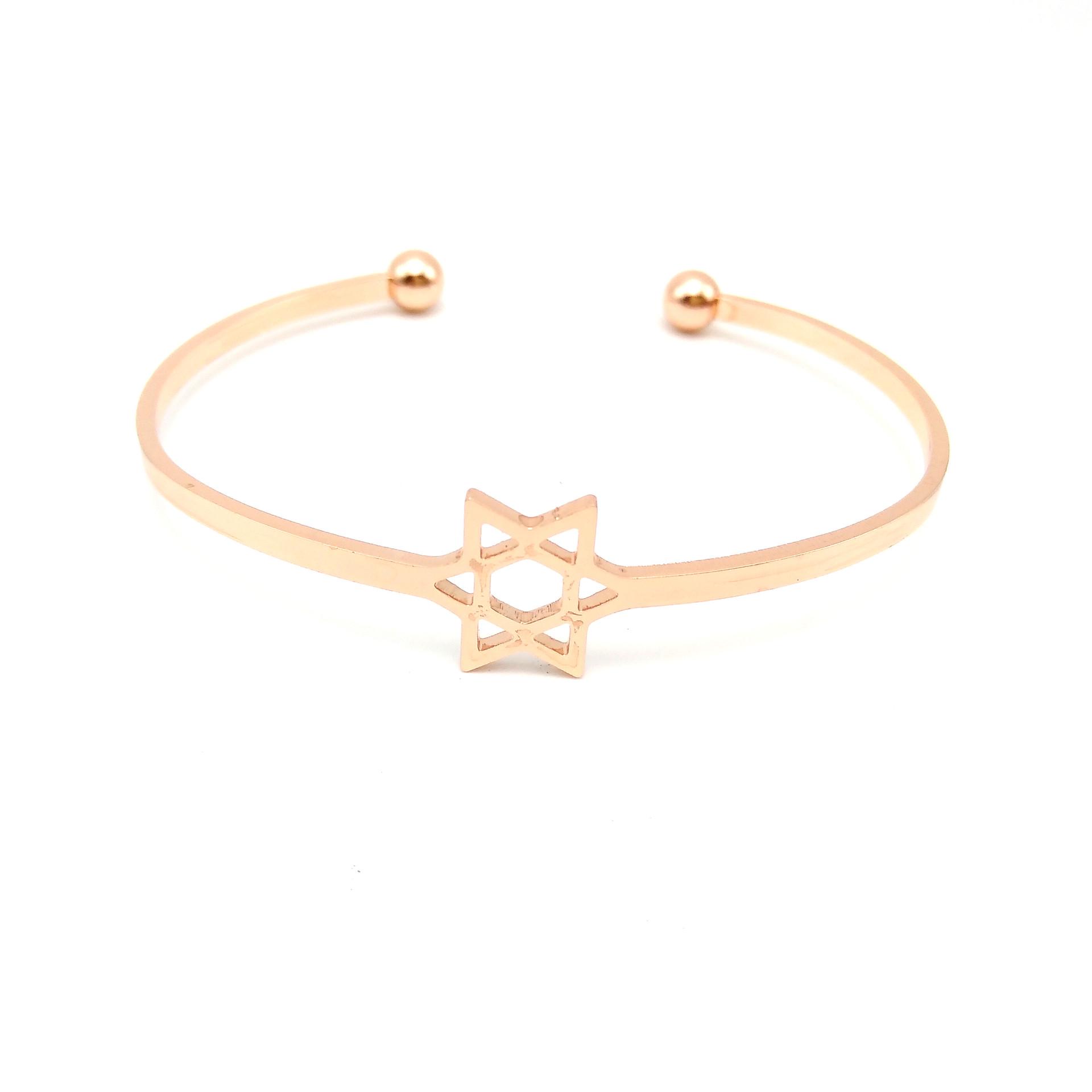 

Rose Gold Hexagram Star Open Bangle - Korean Style Friendship Bracelet розового золота