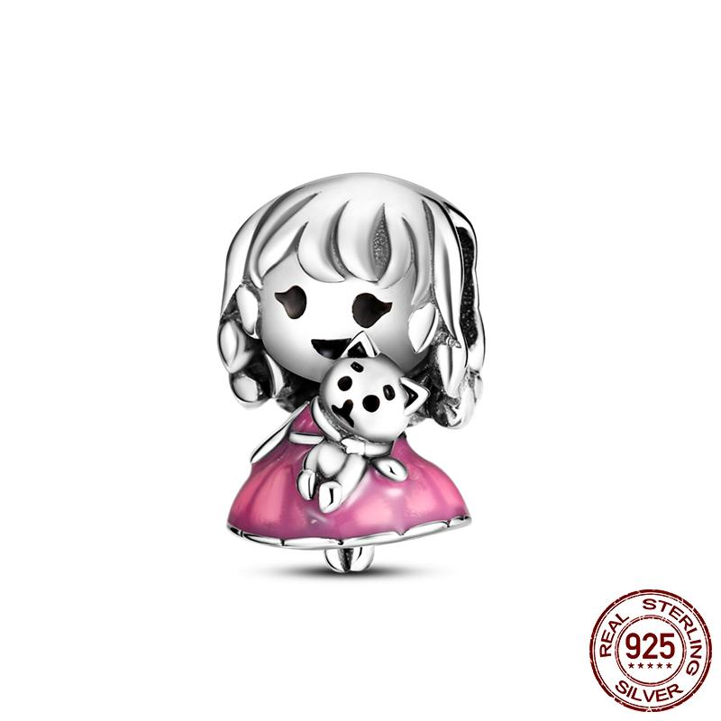 Reise-Charms, japanische Puppe aus Kupfer im blauen Kimono, baumelnde Perlen, passend für Anhänger, Armbänder und Halsketten