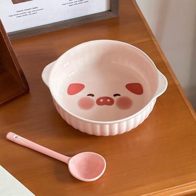 ZISIZ Cute Cream Style Ceramic Baking Bowl Set