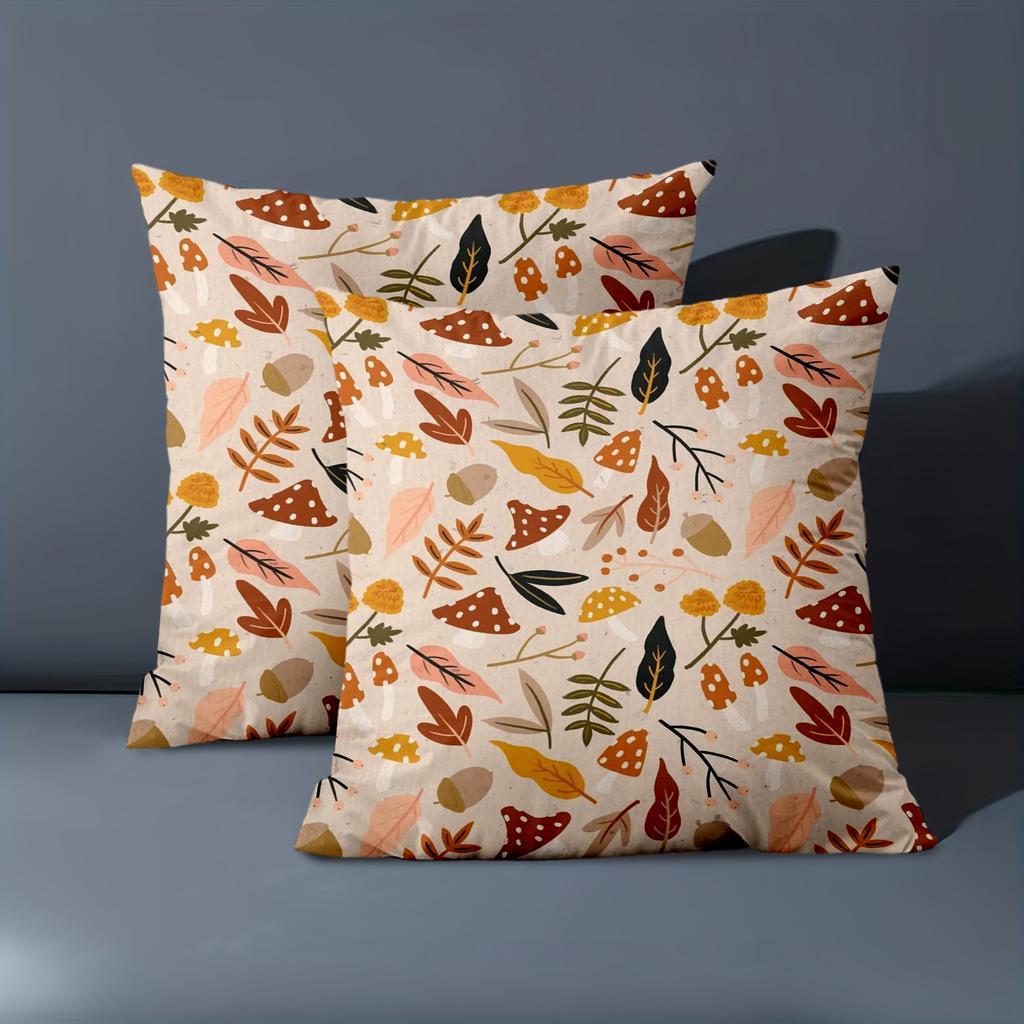 1 Pieces Autumn Leaves Mushroom Pattern Decorative Pillowcase Polyester pillowcase, sofa decorative cushion cov Headboard Pillow