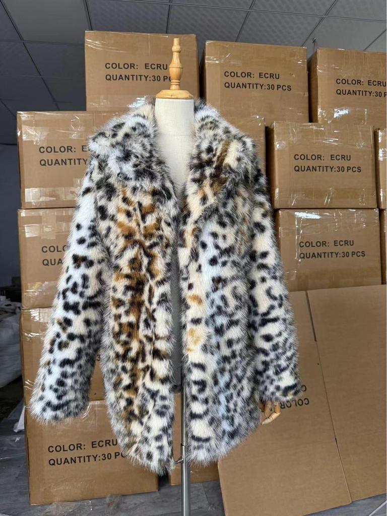 2024 European & American Women's Autumn/Winter Faux Fur Collar Coat