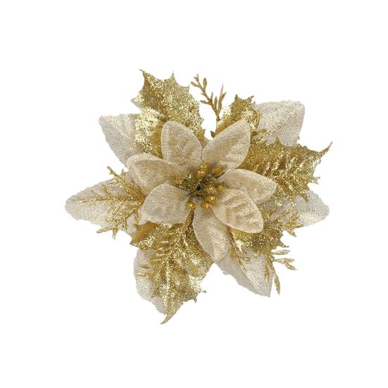 

Нежный рождественский искусственный цветок, двухслойный яркий цветной фестивальный реквизит жёлтый