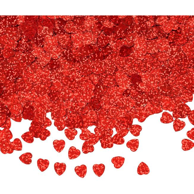 1500pcs/50g Valentines Day Hearts Confetti Decorations,Iridescent Red Heart Table Confetti Glitter Heart Sequ for Valentine's Day Wedding Birthday